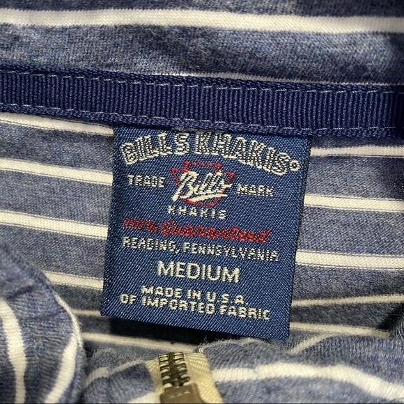 BILLS KHAKIS Blue Men’s Quarter Zip Striped Pullover Medium - Picture 4 of 5